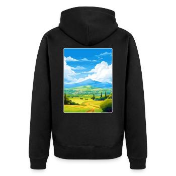 Mount Ida Greece Travel Poster Souvenir Paint WPA - Unisex Premium Organic Zip Hoodie - black - Back - Nico (187cm)