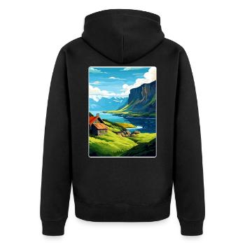 The Fjords Norway Norwegian Mountains Scandinavian - Unisex Premium Organic Zip Hoodie - black - Back - Nico (187cm)
