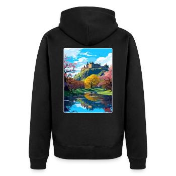 Édimbourg Ecosse Affiche de voyage Souvenir Paint WP - Veste à capuche bio Premium Unisexe - noir - Dos - Nico (187cm)