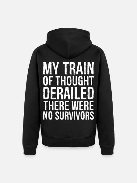 my train of thought derailed - Unisex Premium Organic Zip Hoodie - black