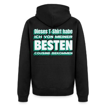 Geschenk von meiner besten Cousine - Unisex Premium Bio Zip Hoodie - Schwarz - Hinten - Nico (187cm)