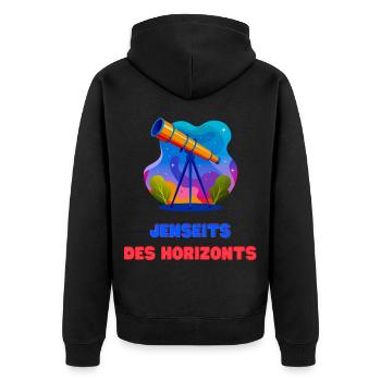 Beyond the horizon - Unisex Premium Organic Zip Hoodie - black - Back - Nico (187cm)