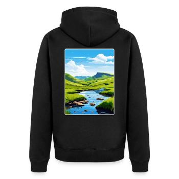 Peak District Vereinigtes Königreich Großbritannien Reiseplakat WPA - Unisex Premium Bio Zip Hoodie - Schwarz - Hinten - Nico (187cm)