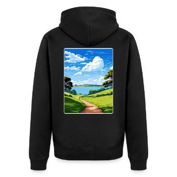 Mount Edgcumbe Country Park Cornwall England - Unisex Premium Organic Zip Hoodie - black - Back - Nico (187cm)