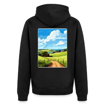 Lerryn Cornwall England Travel Poster Souvenir WPA - Unisex Premium Organic Zip Hoodie - black - Back - Nico (187cm)