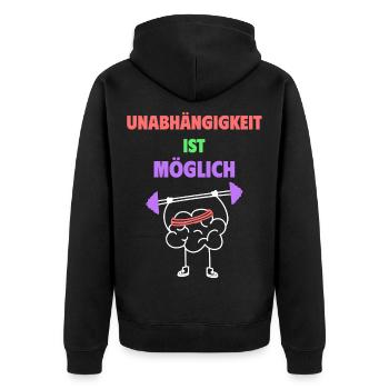 Independence is possible - Unisex Premium Organic Zip Hoodie - black - Back - Nico (187cm)