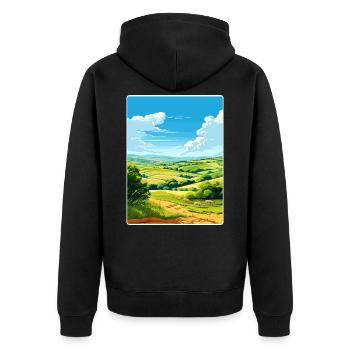 Camel Valley Cornwall England Travel Poster Card - Unisex Premium Organic Zip Hoodie - black - Back - Nico (187cm)