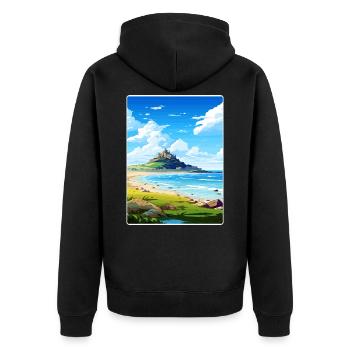 Marazion Cornouailles Angleterre Affiche de voyage souvenir - Veste à capuche bio Premium Unisexe - noir - Dos - Nico (187cm)