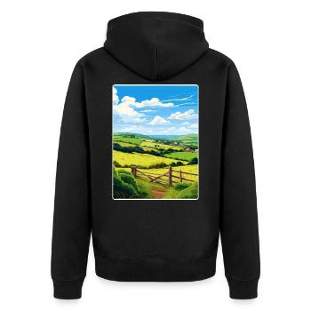 Kendijack Valley Cornwall England Travel Poster - Unisex Premium Organic Zip Hoodie - black - Back - Nico (187cm)