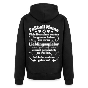 Fußball Mama Lieblingsspieler geboren - Unisex Premium Bio Zip Hoodie - Schwarz - Hinten - Nico (187cm)