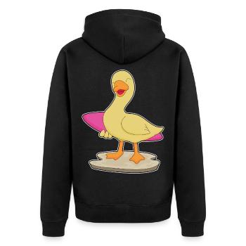 Duck Surfing Surfboard Summer - Unisex Premium Organic Zip Hoodie - black - Back - Nico (187cm)
