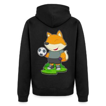 Fuchs Fußballspieler Fußball - Unisex Premium Bio Zip Hoodie - Schwarz - Hinten - Nico (187cm)