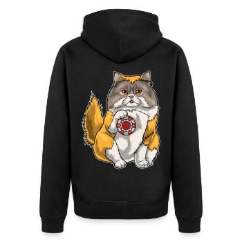 Persian Cat Poker Poker Chips - Unisex Premium Organic Zip Hoodie - black - Back - Nico (187cm)