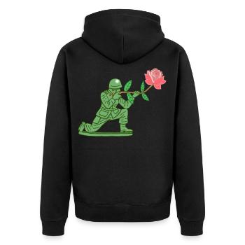 Peacekeeper - Unisex Premium Bio Zip Hoodie - Schwarz - Hinten - Nico (187cm)