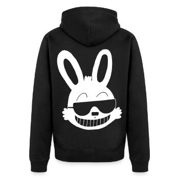 White rabbit showing off - Unisex Premium Organic Zip Hoodie - black - Back - Nico (187cm)