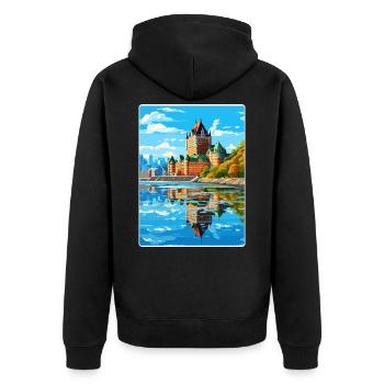 Québec Canada Affiche de voyage Peinture Souvenir WP - Veste à capuche bio Premium Unisexe - noir - Dos - Nico (187cm)