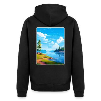 Lake Arrowhead Kalifornien Reise Poster Souvenir - Unisex Premium Bio Zip Hoodie - Schwarz - Hinten - Nico (187cm)