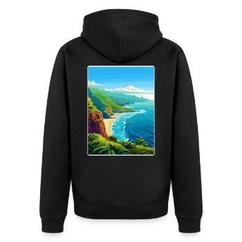 Na Pali Coast Hawaii Voyage Poster Souvenir WPA - Veste à capuche bio Premium Unisexe - noir - Dos - Nico (187cm)