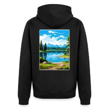 Big Bear Lake California Travel Poster Souvenir - Unisex Premium Organic Zip Hoodie - black - Back - Nico (187cm)