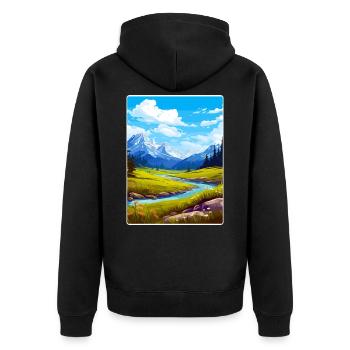 Glacier County Montana Reiseposter Souvenir WPA - Unisex Premium Bio Zip Hoodie - Schwarz - Hinten - Nico (187cm)
