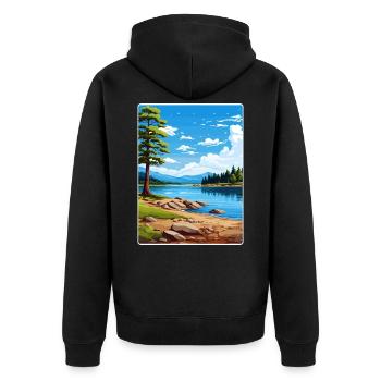 Big Bear Lake California Travel Poster Souvenir - Unisex Premium Organic Zip Hoodie - black - Back - Nico (187cm)