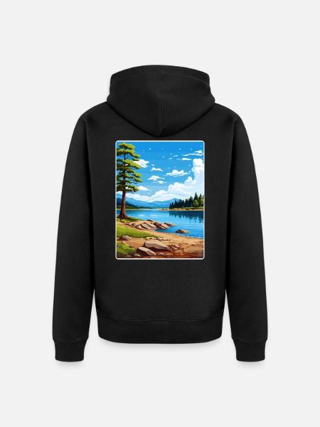 Big Bear Lake California Travel Poster Souvenir - Unisex Premium Organic Zip Hoodie - black