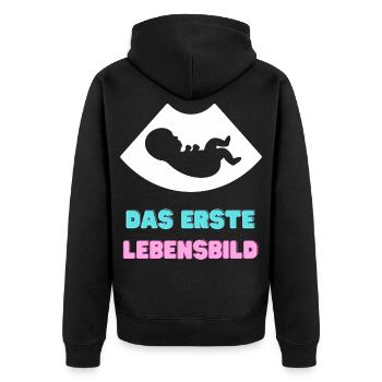 The First Portrait of Life - Unisex Premium Organic Zip Hoodie - black - Back - Nico (187cm)
