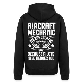 Aircraft Mechanic: Heroes for Pilots - Unisex Premium Organic Zip Hoodie - black - Back - Nico (187cm)