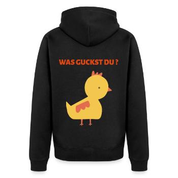 QU’EST-CE QUE VOUS REGARDEZ ? - Veste à capuche bio Premium Unisexe - noir - Dos - Nico (187cm)
