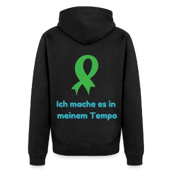 Ich mache es in meinem Tempo - Unisex Premium Bio Zip Hoodie - Schwarz - Hinten - Nico (187cm)