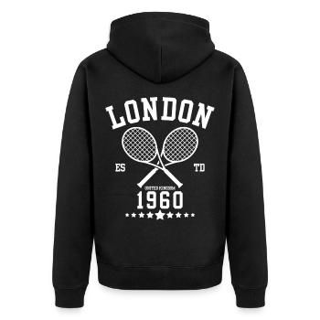 Vintage Tennis Londres Créé en 1960 - Veste à capuche bio Premium Unisexe - noir - Dos - Nico (187cm)