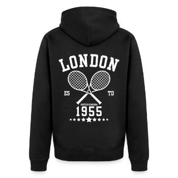 Vintage Tennis London Established 1955 - Unisex Premium Organic Zip Hoodie - black - Back - Nico (187cm)