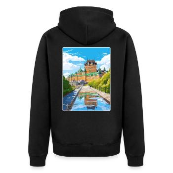 Québec Canada Affiche de voyage Peinture Souvenir WP - Veste à capuche bio Premium Unisexe - noir - Dos - Nico (187cm)