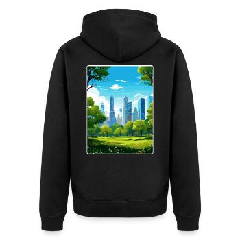 New York State Travel Poster Souvenir Painting WPA - Unisex Premium Organic Zip Hoodie - black - Back - Nico (187cm)