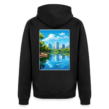 Orlando Beach Florida City Reiseposter Souvenir - Unisex Premium Bio Zip Hoodie - Schwarz - Hinten - Nico (187cm)