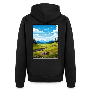 Denali Nationalpark Alaska Reise Poster Souvenir - Unisex Premium Bio Zip Hoodie - Schwarz - Hinten - Nico (187cm)