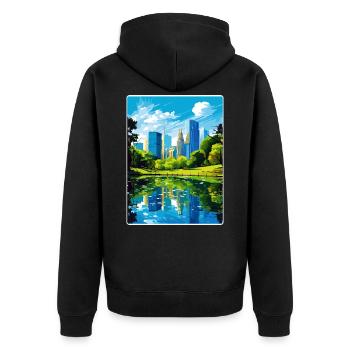 New York State Travel Poster Souvenir Painting WPA - Unisex Premium Organic Zip Hoodie - black - Back - Nico (187cm)