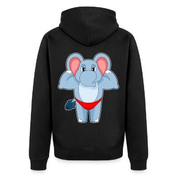Elephant Bodybuilder Bodybuilding Sport - Unisex Premium Organic Zip Hoodie - black - Back - Nico (187cm)