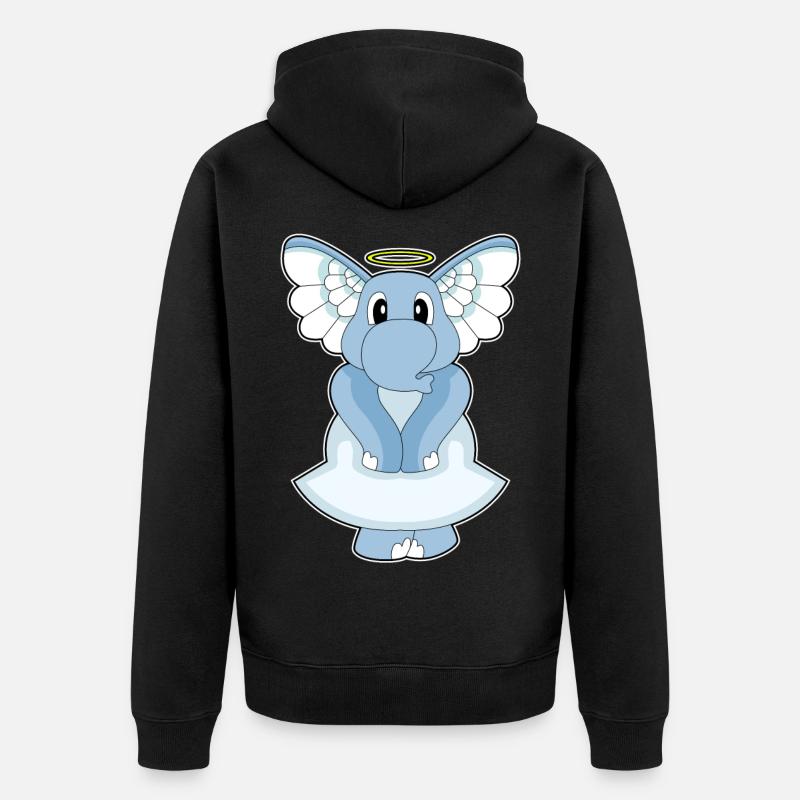Éléphant Ange Ange Ailes - Veste à capuche bio Premium Unisexe - noir