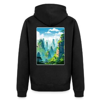 Zhangjiajie Chine Voyage Affiche Peinture Souvenir WPA - Veste à capuche bio Premium Unisexe - noir - Dos - Nico (187cm)
