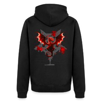 Drachen motive, pentagram muster, Blutflecken - Unisex Premium Bio Zip Hoodie - Schwarz - Hinten - Nico (187cm)