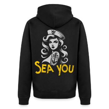 T-shirt graphique marin Sea You Mermaid - Veste à capuche bio Premium Unisexe - noir - Dos - Nico (187cm)