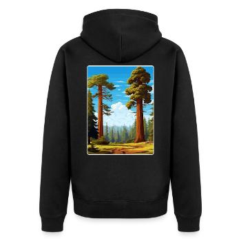Sequoia Nationalpark Kalifornien Reiseposter WPA - Unisex Premium Bio Zip Hoodie - Schwarz - Hinten - Nico (187cm)