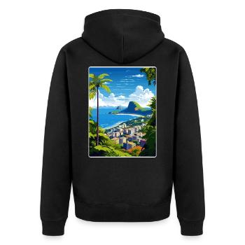 Rio de Janeiro Brésil Affiche de voyage Souvenir WPA - Veste à capuche bio Premium Unisexe - noir - Dos - Nico (187cm)