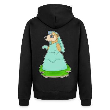 Erdmännchen Braut Schleier Hochzeit - Unisex Premium Bio Zip Hoodie - Schwarz - Hinten - Nico (187cm)