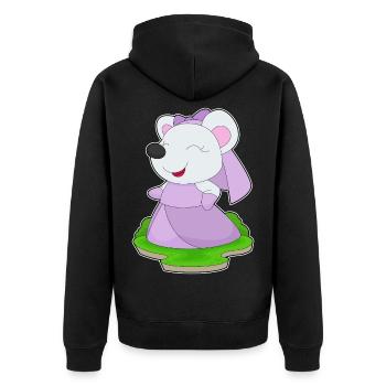 Maus Braut Schleier Hochzeit - Unisex Premium Bio Zip Hoodie - Schwarz - Hinten - Nico (187cm)