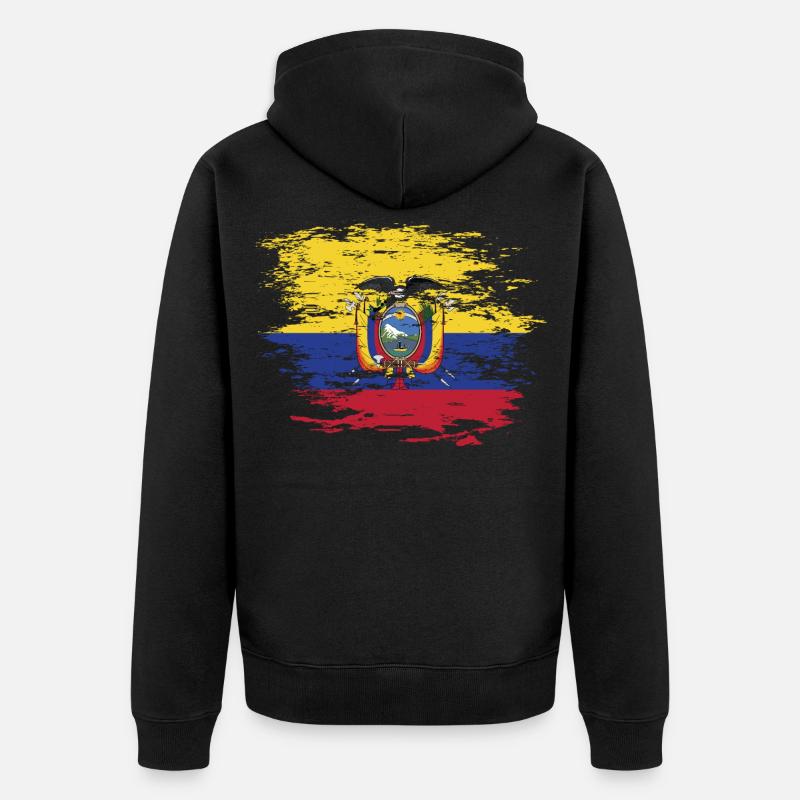 Drapeau de l'Équateur utilisé - Veste à capuche bio Premium Unisexe - noir