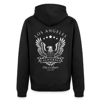Los Angeles Kalifornien Amerikanischer Vintage Adler - Unisex Premium Bio Zip Hoodie - Schwarz - Hinten - Nico (187cm)