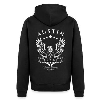 Austin Texas American Vintage Eagle - Veste à capuche bio Premium Unisexe - noir - Dos - Nico (187cm)