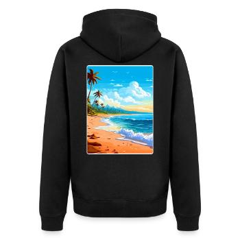 Barbade Caraïbes Voyage Affiche Souvenir Peinture WP - Veste à capuche bio Premium Unisexe - noir - Dos - Nico (187cm)